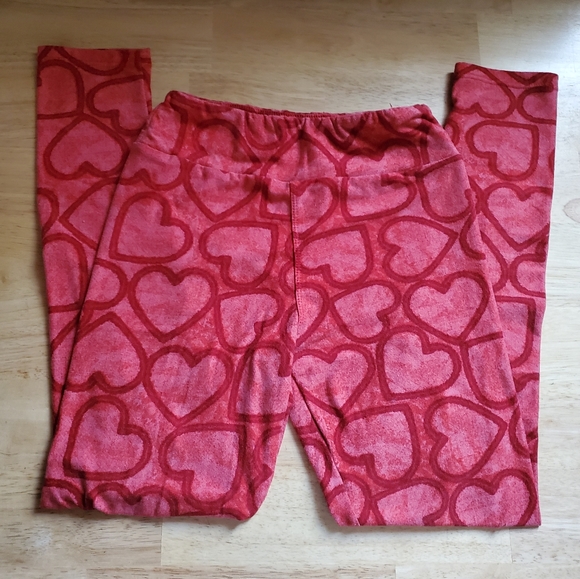 LuLaRoe Red Heart Leggings Sz Tween - Picture 2 of 4